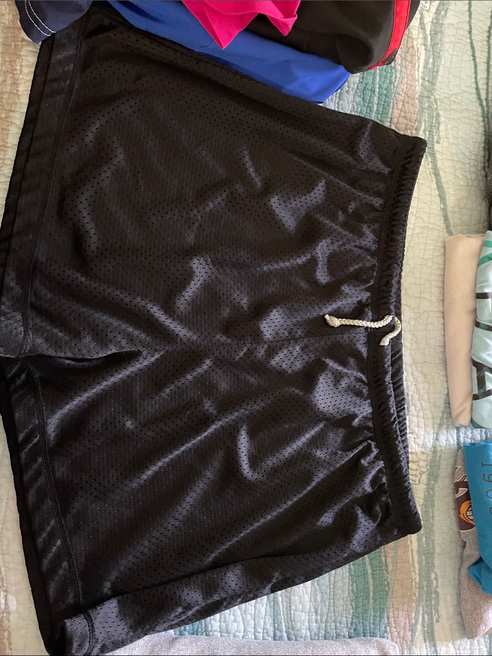Derek Heart Black Athletic Mesh Shorts with White Drawstring